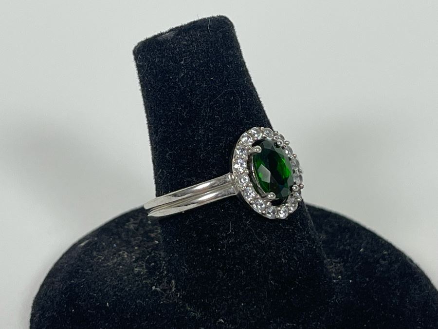 Sterling Silver Tourmaline Zircon Ring Size 7.5 2.4g [Photo 5]