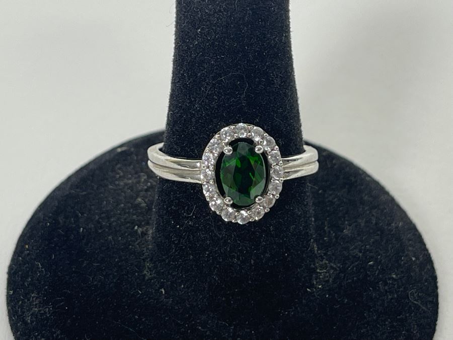 Sterling Silver Tourmaline Zircon Ring Size 7.5 2.4g [Photo 4]