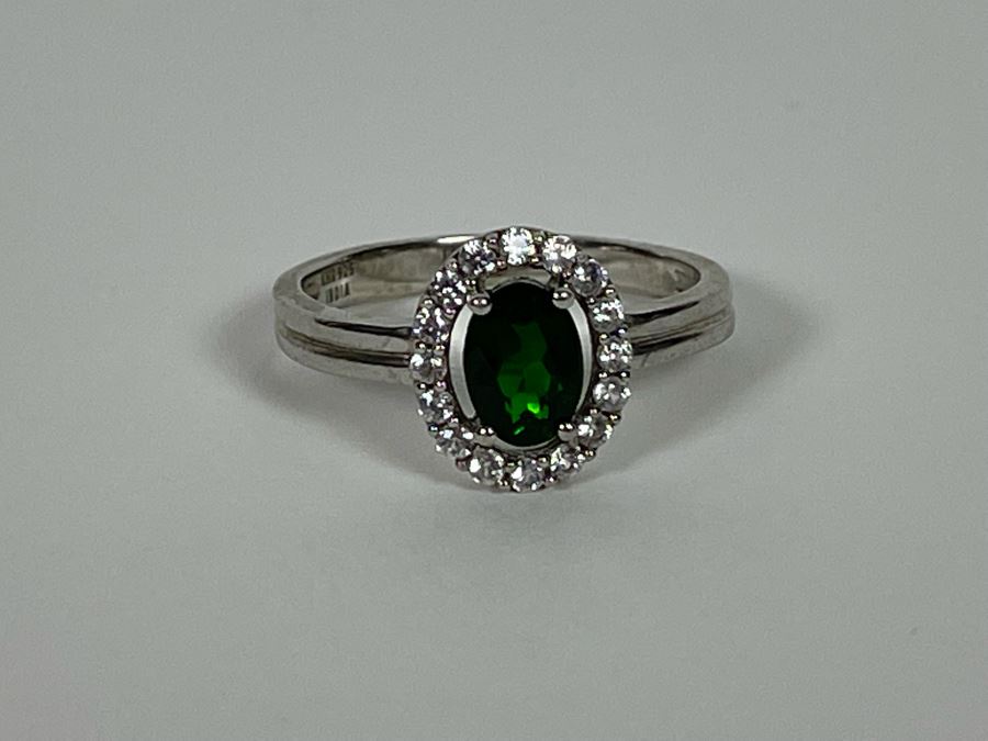 Sterling Silver Tourmaline Zircon Ring Size 7.5 2.4g [Photo 12]