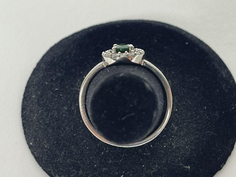 Sterling Silver Tourmaline Zircon Ring Size 7.5 2.4g [Photo 11]