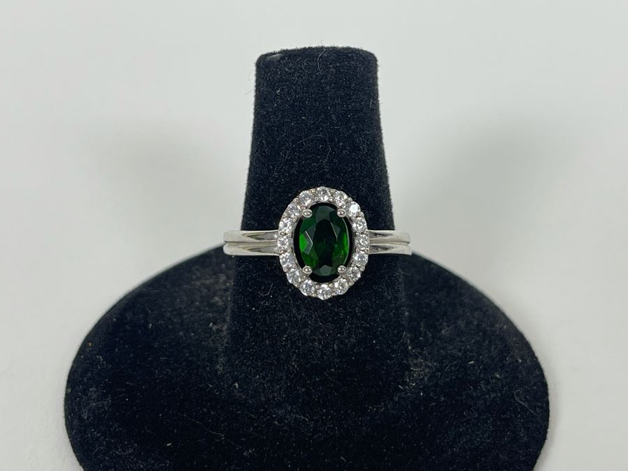 Sterling Silver Tourmaline Zircon Ring Size 7.5 2.4g [Photo 10]