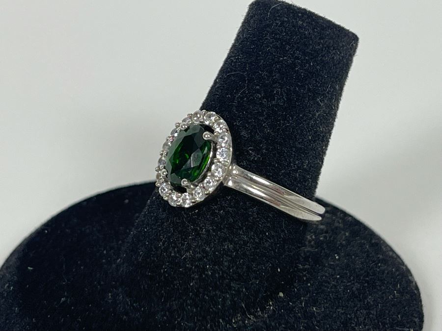 Sterling Silver Tourmaline Zircon Ring Size 7.5 2.4g [Photo 7]