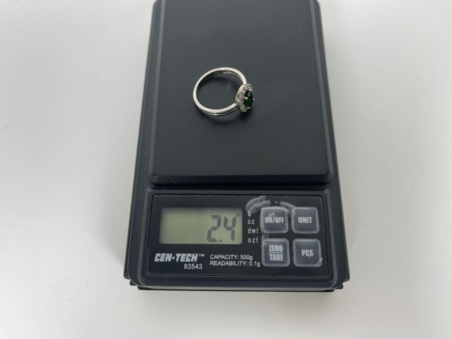 Sterling Silver Tourmaline Zircon Ring Size 7.5 2.4g [Photo 14]