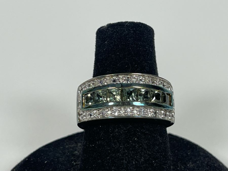 Sterling Silver Sapphire Zircon Ring Size 7 6.7g [Photo 3]