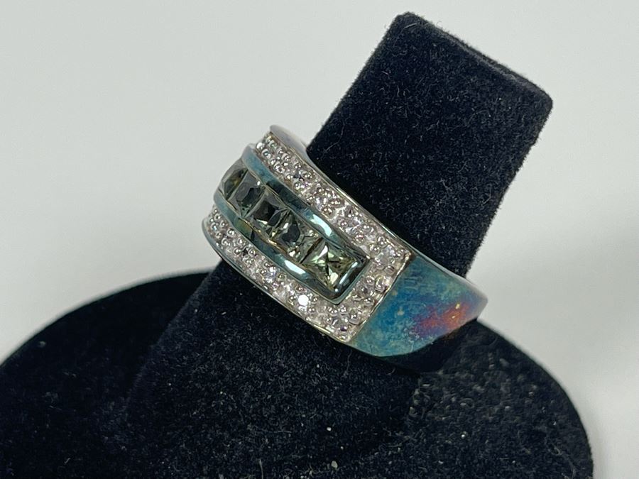 Sterling Silver Sapphire Zircon Ring Size 7 6.7g [Photo 5]