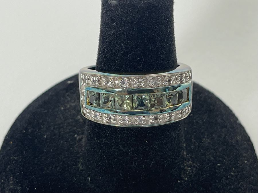 Sterling Silver Sapphire Zircon Ring Size 7 6.7g [Photo 4]