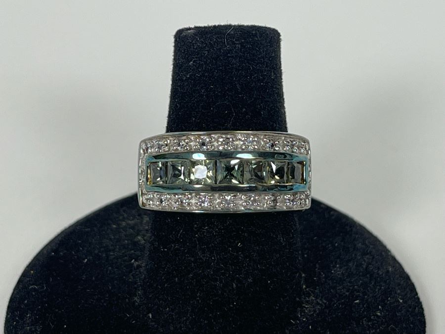Sterling Silver Sapphire Zircon Ring Size 7 6.7g [Photo 2]