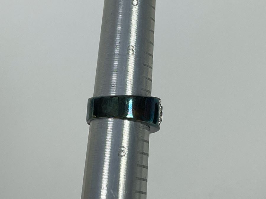 Sterling Silver Sapphire Zircon Ring Size 7 6.7g [Photo 11]