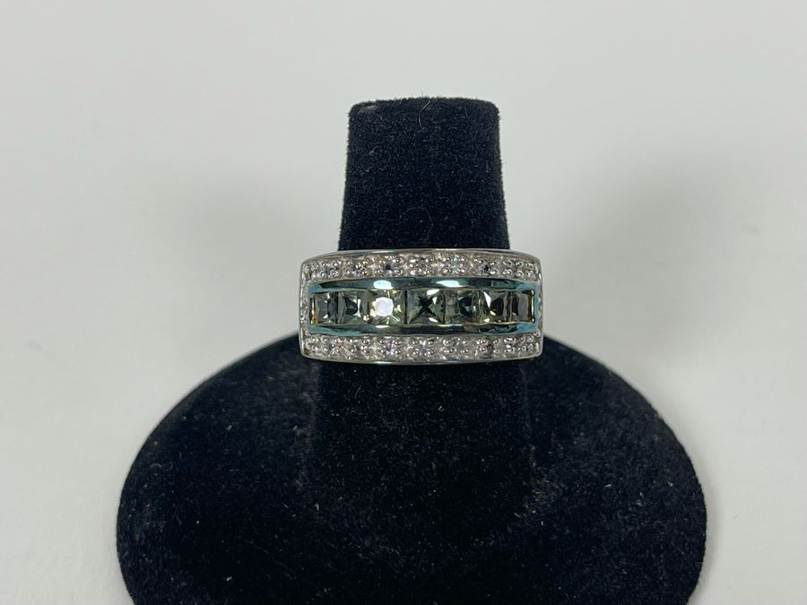 Sterling Silver Sapphire Zircon Ring Size 7 6.7g [Photo 7]