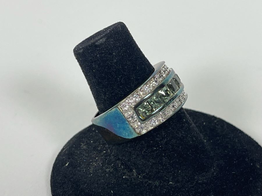 Sterling Silver Sapphire Zircon Ring Size 7 6.7g [Photo 6]