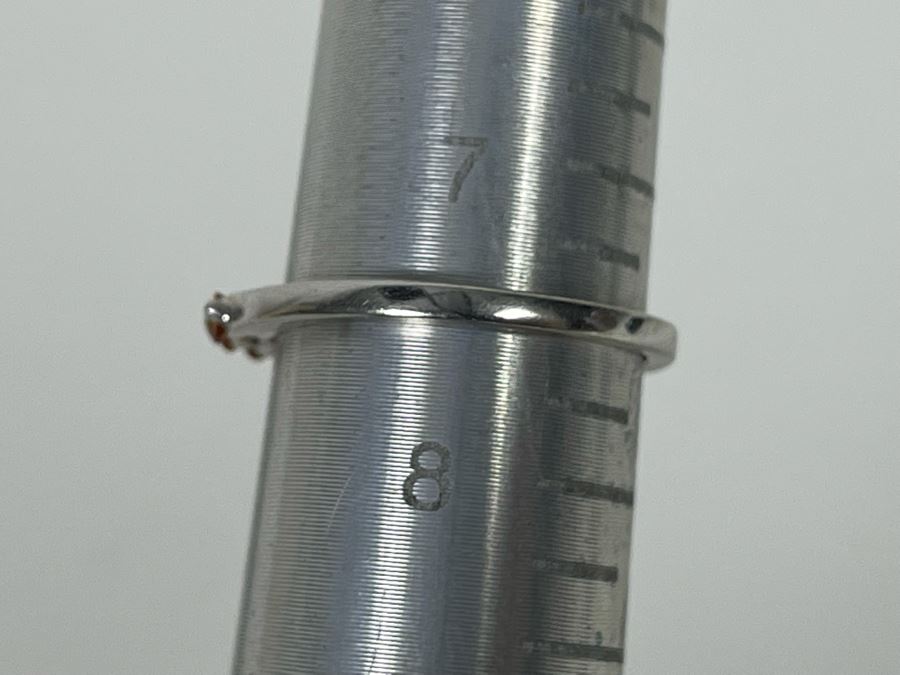 Sterling Silver Orange Sapphire Ring Size 7.5 1.8g [Photo 10]