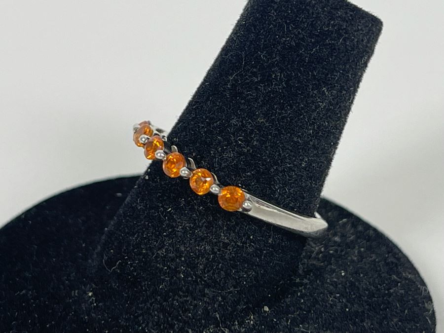 Sterling Silver Orange Sapphire Ring Size 7.5 1.8g [Photo 4]