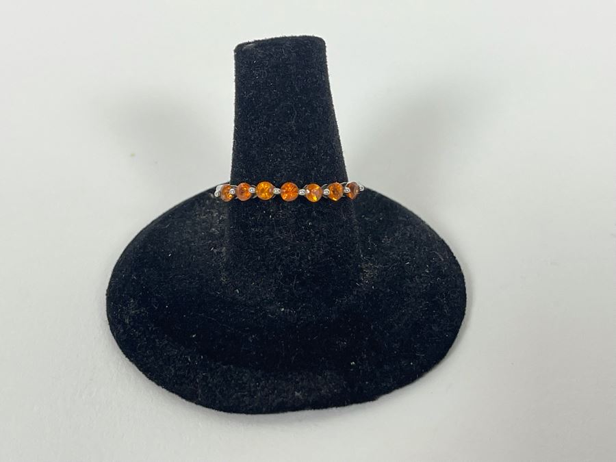 Sterling Silver Orange Sapphire Ring Size 7.5 1.8g [Photo 6]
