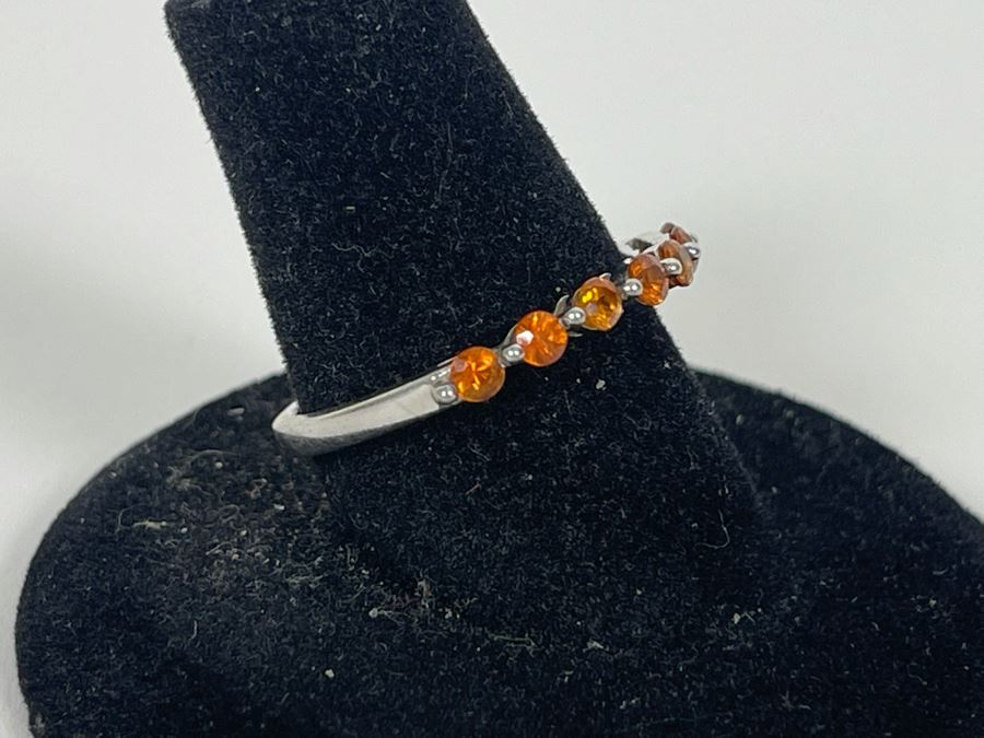 Sterling Silver Orange Sapphire Ring Size 7.5 1.8g [Photo 5]