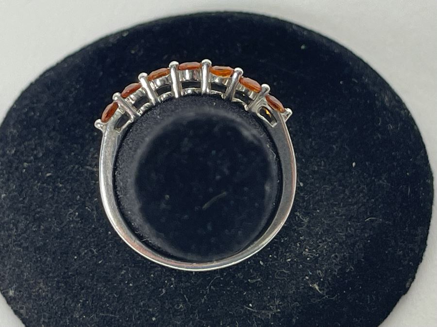 Sterling Silver Orange Sapphire Ring Size 7.5 1.8g [Photo 8]