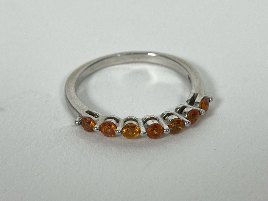 Sterling Silver Orange Sapphire Ring Size 7.5 1.8g [Photo 9]