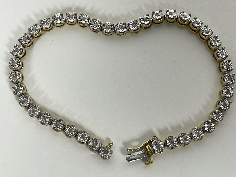 Sterling Silver Diamond 7.5'L Bracelet 12g [Photo 2]