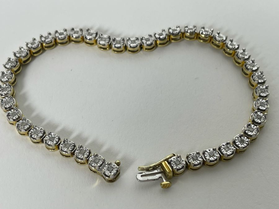 Sterling Silver Diamond 7.5'L Bracelet 12g [Photo 6]