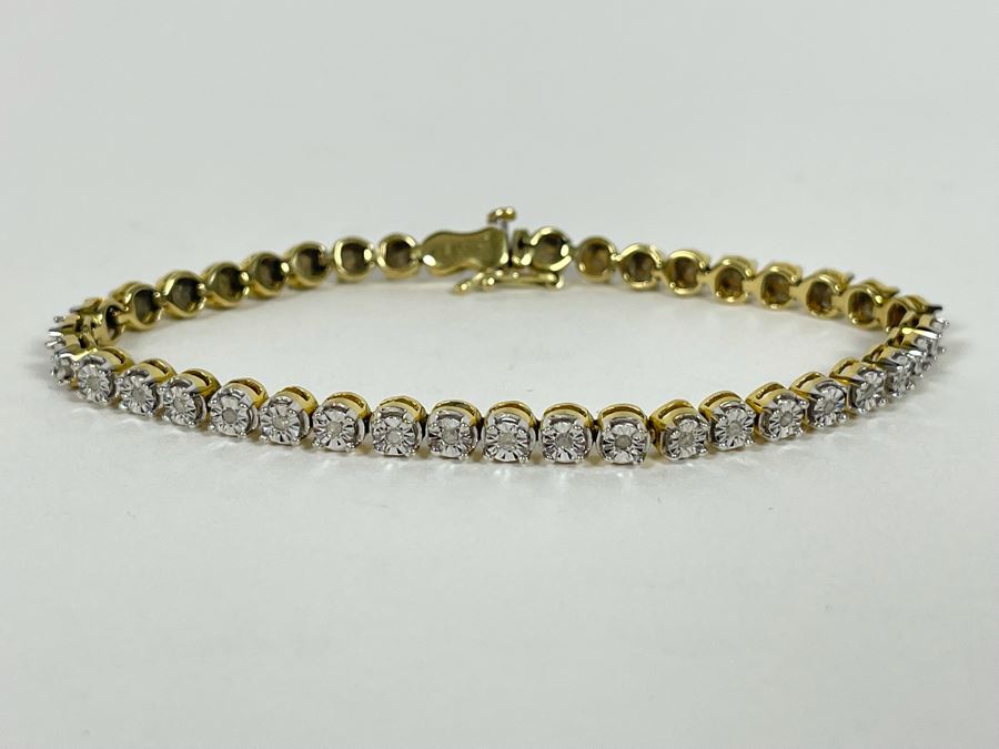 Sterling Silver Diamond 7.5'L Bracelet 12g