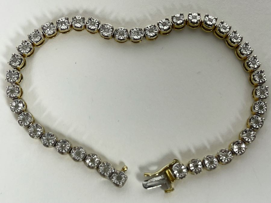 Sterling Silver Diamond 7.5'L Bracelet 12g [Photo 3]
