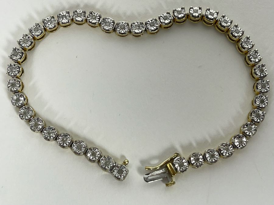 Sterling Silver Diamond 7.5'L Bracelet 12g [Photo 4]