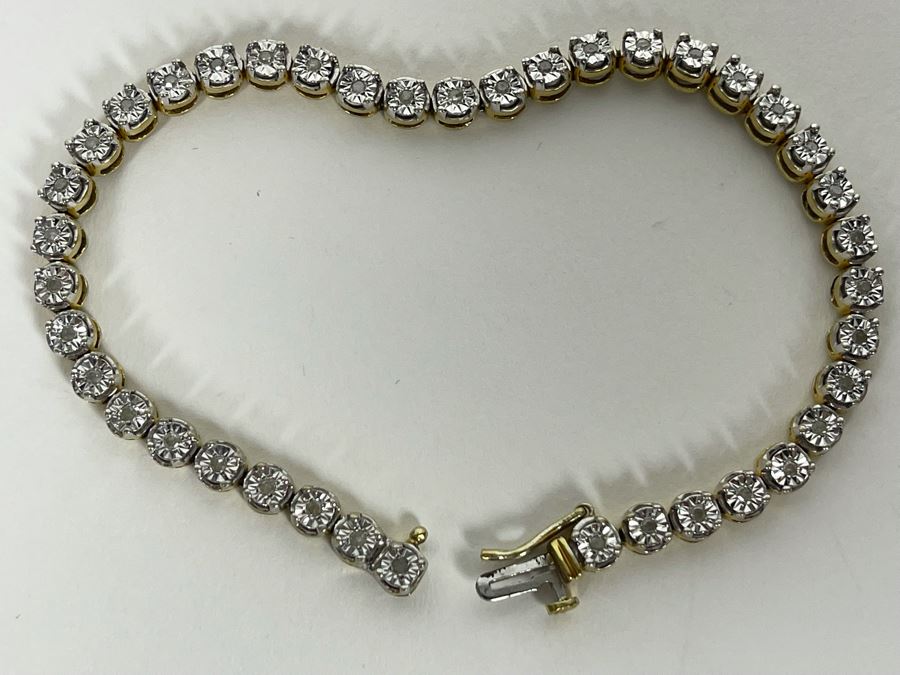 Sterling Silver Diamond 7.5'L Bracelet 12g