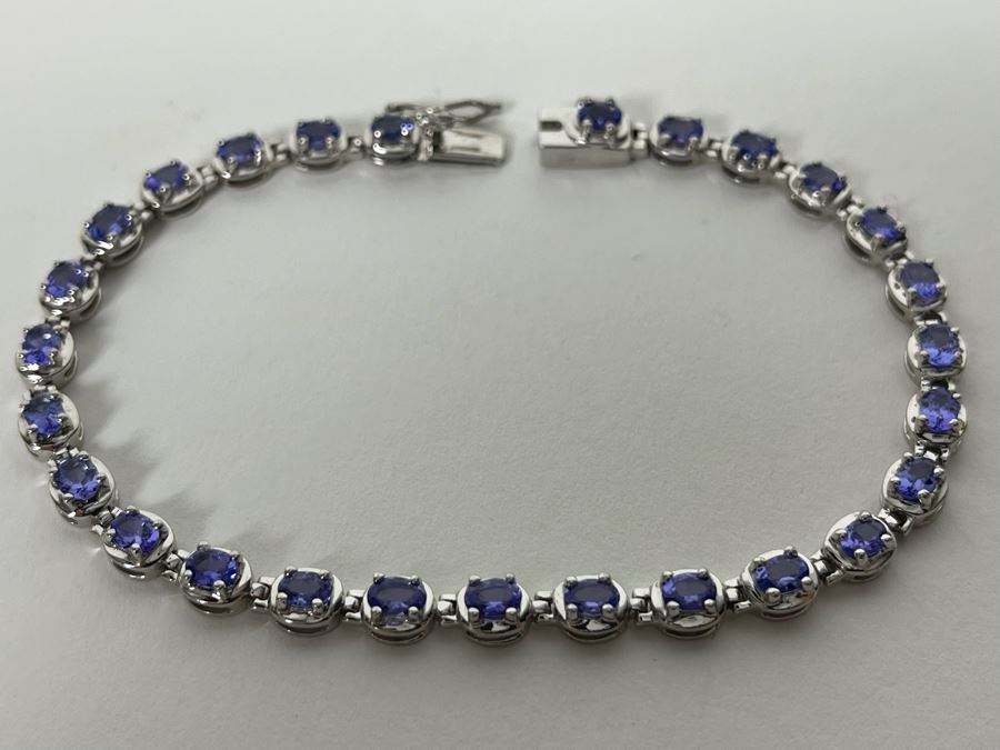 Sterling Silver Tanzanite 7.5'L Bracelet 9.3g [Photo 10]