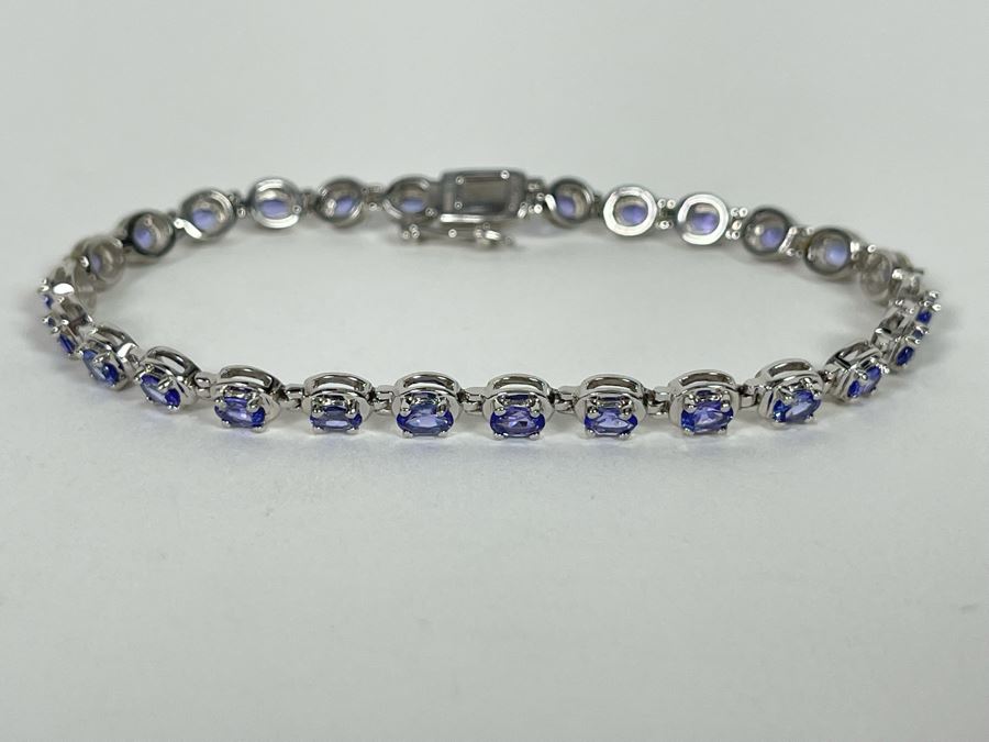 Sterling Silver Tanzanite 7.5'L Bracelet 9.3g [Photo 2]