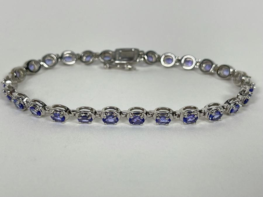 Sterling Silver Tanzanite 7.5'L Bracelet 9.3g [Photo 3]