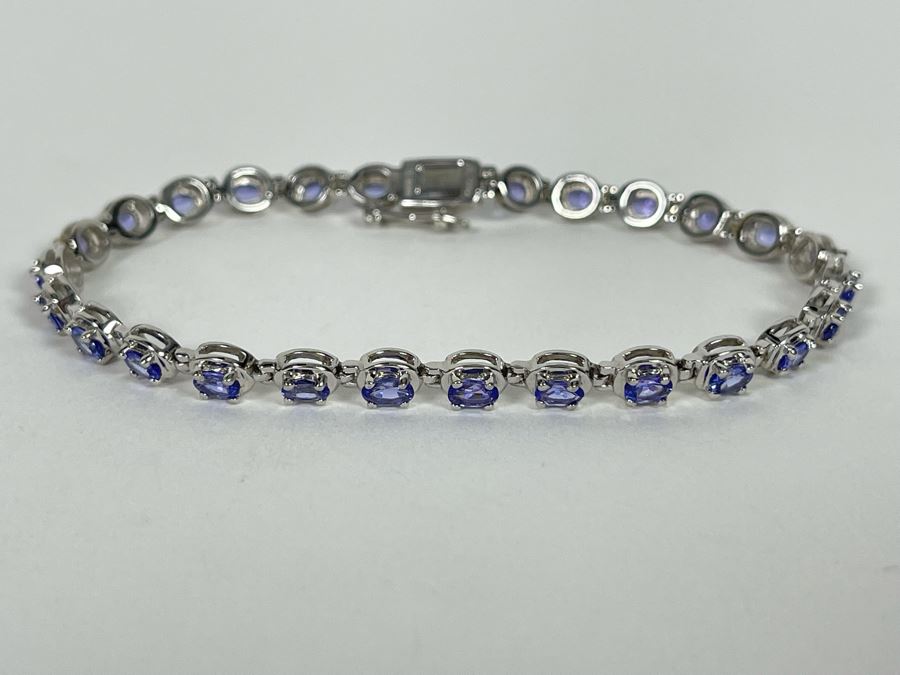 Sterling Silver Tanzanite 7.5'L Bracelet 9.3g [Photo 4]