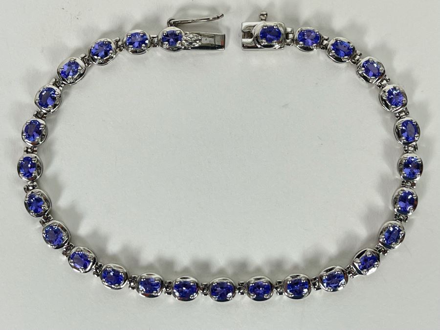 Sterling Silver Tanzanite 7.5'L Bracelet 9.3g [Photo 9]