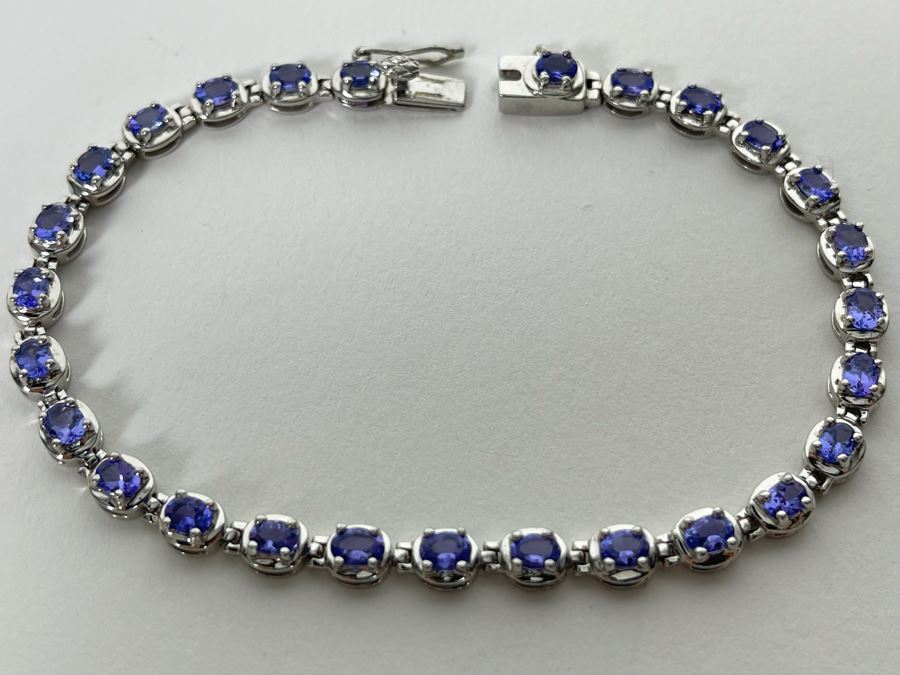 Sterling Silver Tanzanite 7.5'L Bracelet 9.3g [Photo 11]