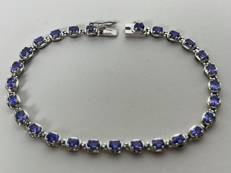 Sterling Silver Tanzanite 7.5'L Bracelet 9.3g