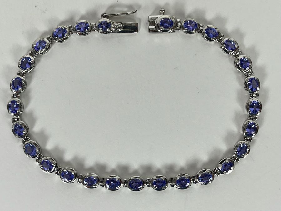 Sterling Silver Tanzanite 7.5'L Bracelet 9.3g [Photo 7]