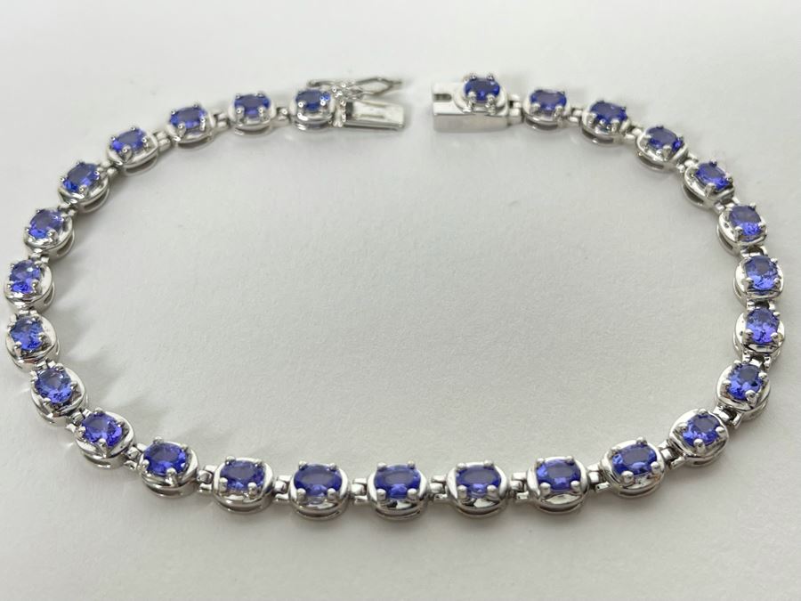 Sterling Silver Tanzanite 7.5'L Bracelet 9.3g [Photo 5]