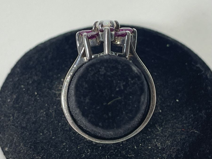 Sterling Silver Opal Garnet Ring Size 6.25 2.9g [Photo 9]