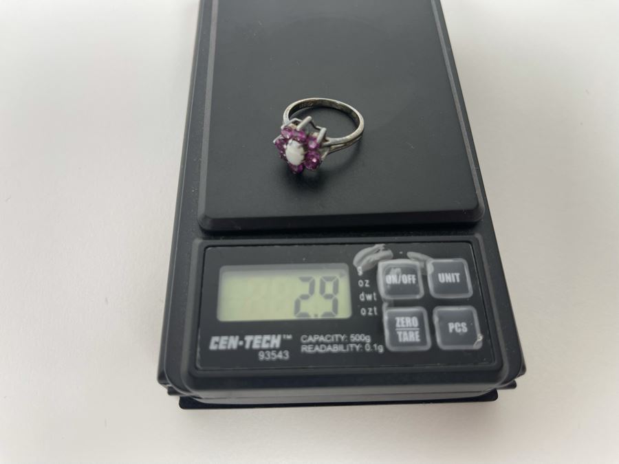 Sterling Silver Opal Garnet Ring Size 6.25 2.9g [Photo 12]