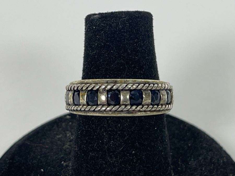 Sterling Silver Sapphire Ring Size 6.25 4.5g [Photo 1]