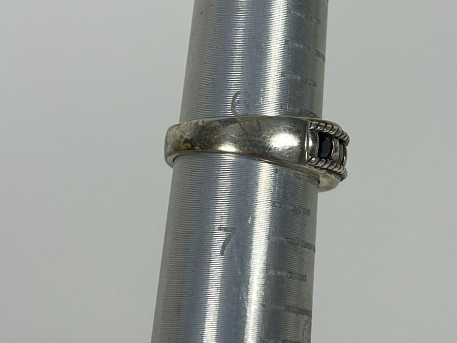 Sterling Silver Sapphire Ring Size 6.25 4.5g [Photo 9]