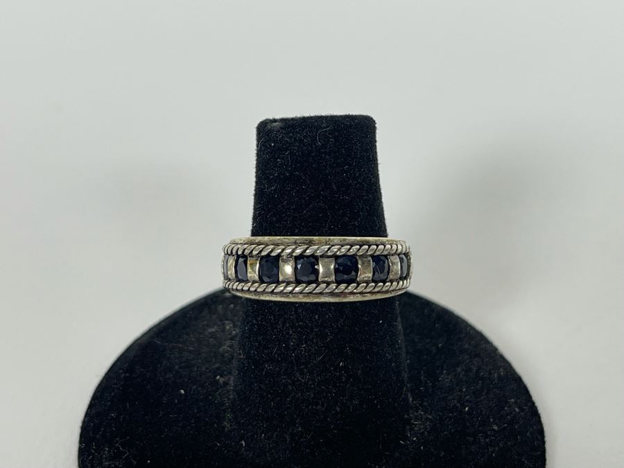 Sterling Silver Sapphire Ring Size 6.25 4.5g [Photo 6]