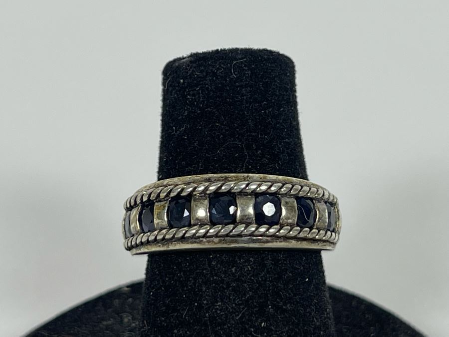 Sterling Silver Sapphire Ring Size 6.25 4.5g [Photo 3]