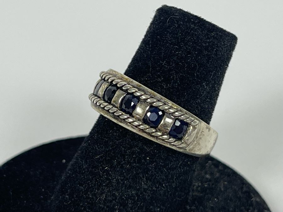 Sterling Silver Sapphire Ring Size 6.25 4.5g [Photo 5]