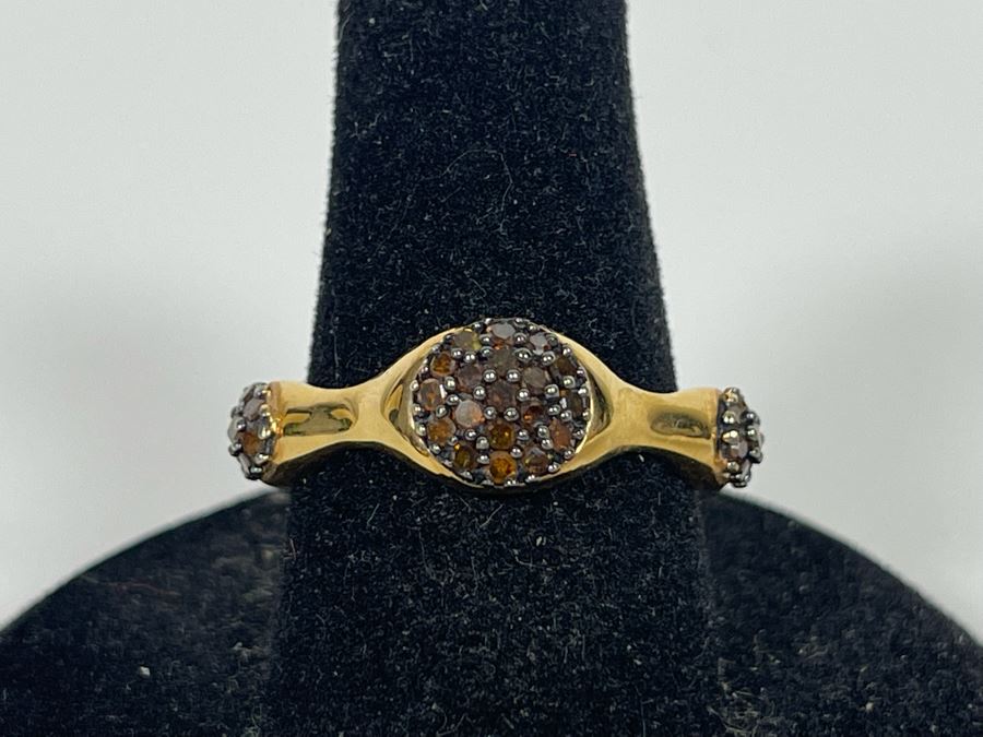 Sterling Silver Brown Diamond Ring Size 7.25 [Photo 2]