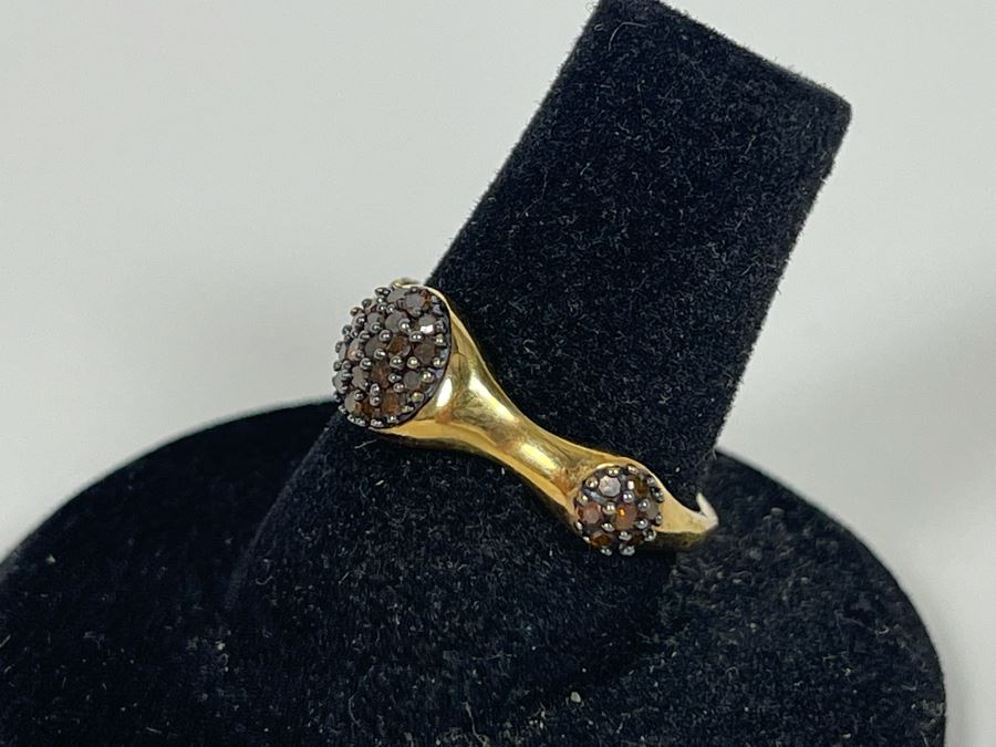 Sterling Silver Brown Diamond Ring Size 7.25 [Photo 4]