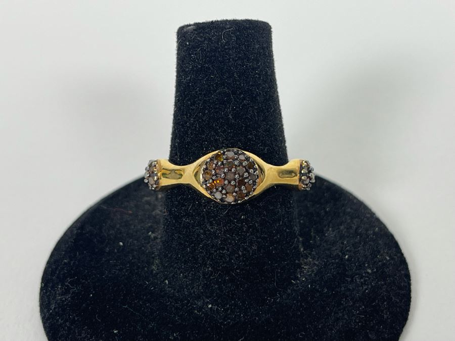 Sterling Silver Brown Diamond Ring Size 7.25 [Photo 6]