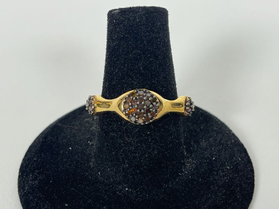 Sterling Silver Brown Diamond Ring Size 7.25 [Photo 5]