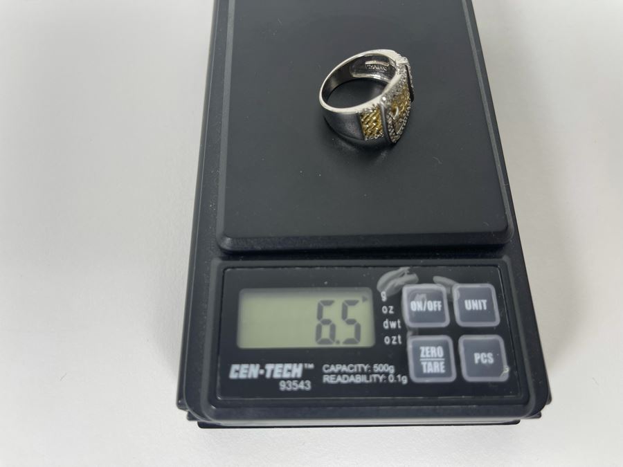 Sterling Silver Diamond Ring Size 7.25 6.5g [Photo 12]