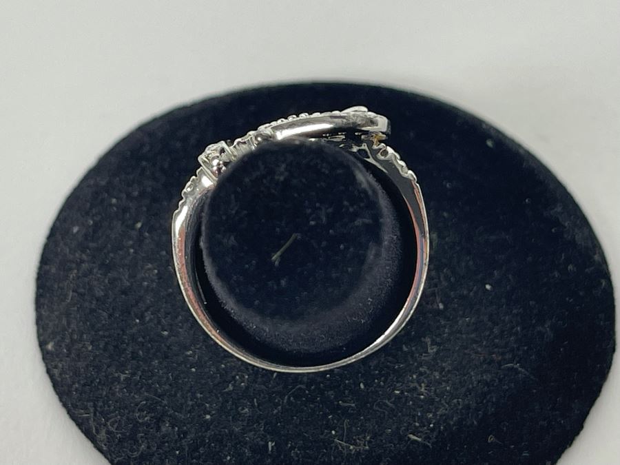Sterling Silver Diamond Ring Size 7.25 6.5g [Photo 9]
