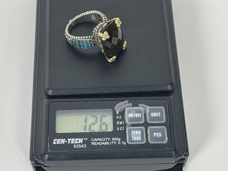 Sterling Silver And 18K Gold Smoky Quartz Apatite Ring By Barbara Bixby Size 8.25 12.6g [Photo 15]