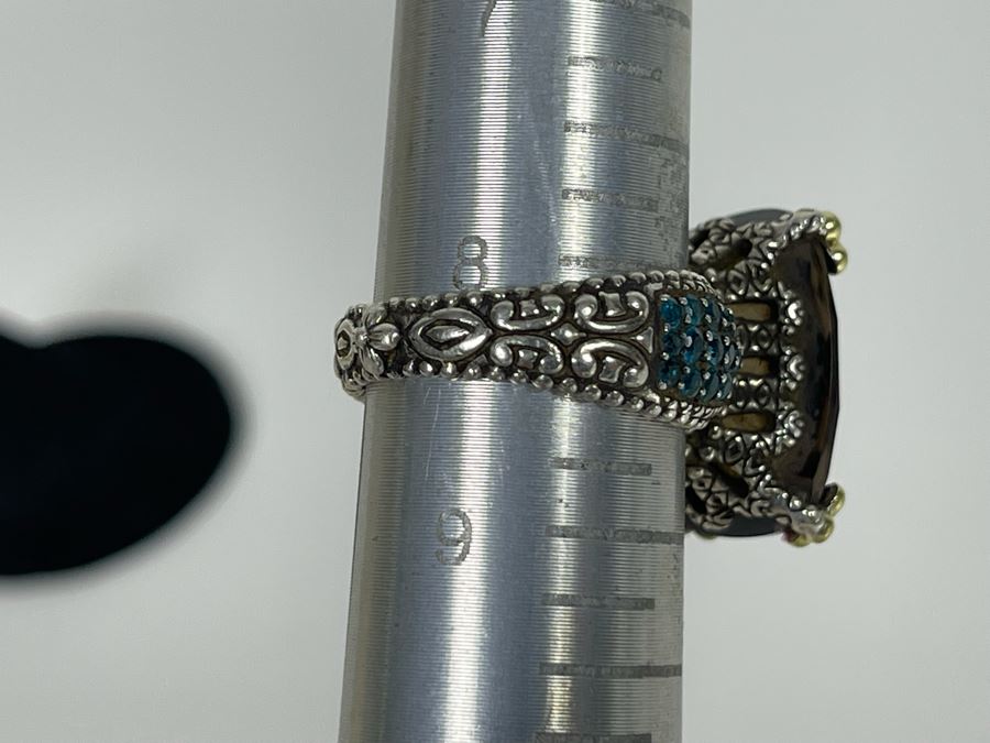 Sterling Silver And 18K Gold Smoky Quartz Apatite Ring By Barbara Bixby Size 8.25 12.6g [Photo 14]